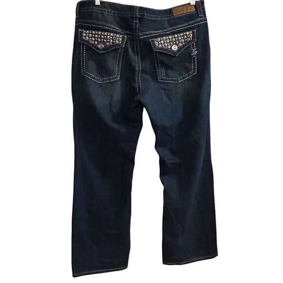 7Seven Women's Bootcut Jeans Size 18 Blue Dark Wash Embellished - Picture 6 of 14